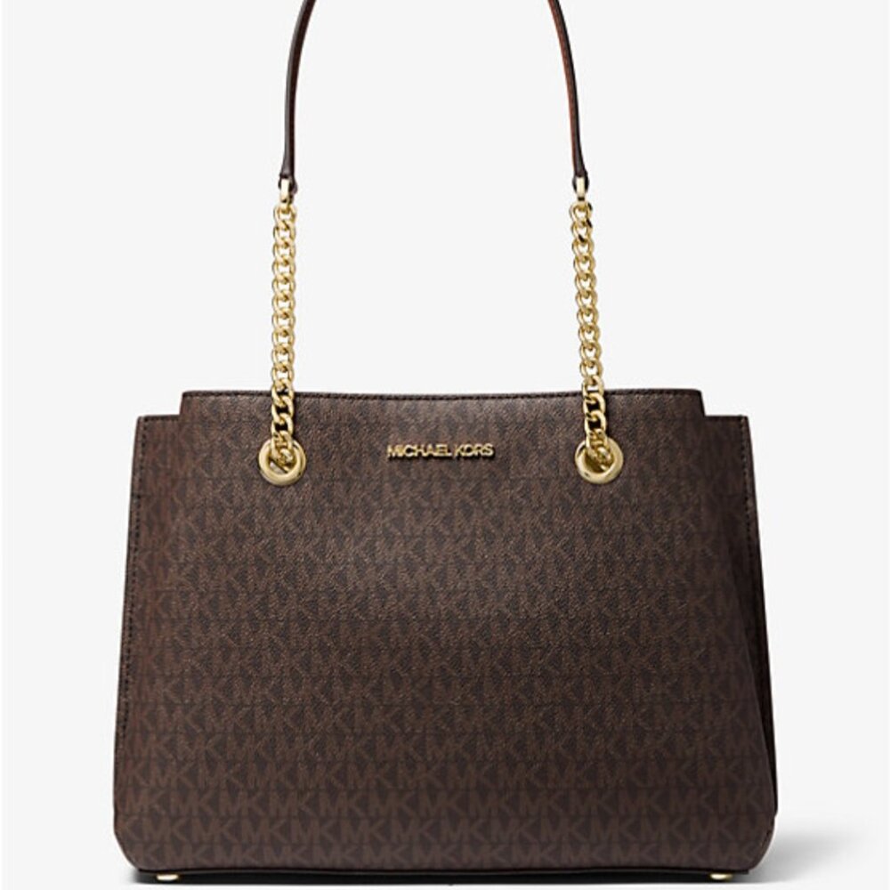 Michael Kors Teagan Large Logo Shoulder Bag Brown